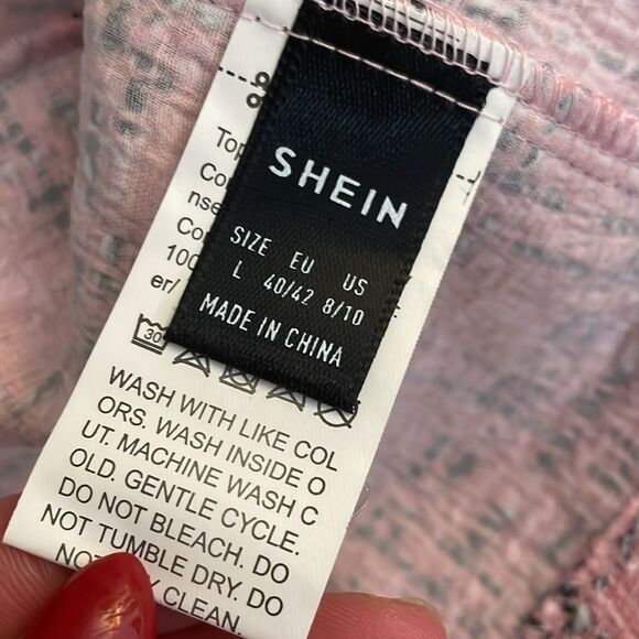 SHEIN Chic Pink cropped Tweed Women's Jacket | size L - Picture 8 of 9